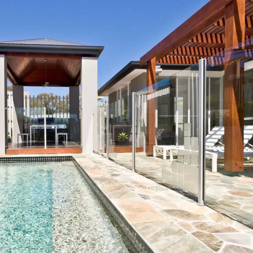 Custom mirror and glass wall feature