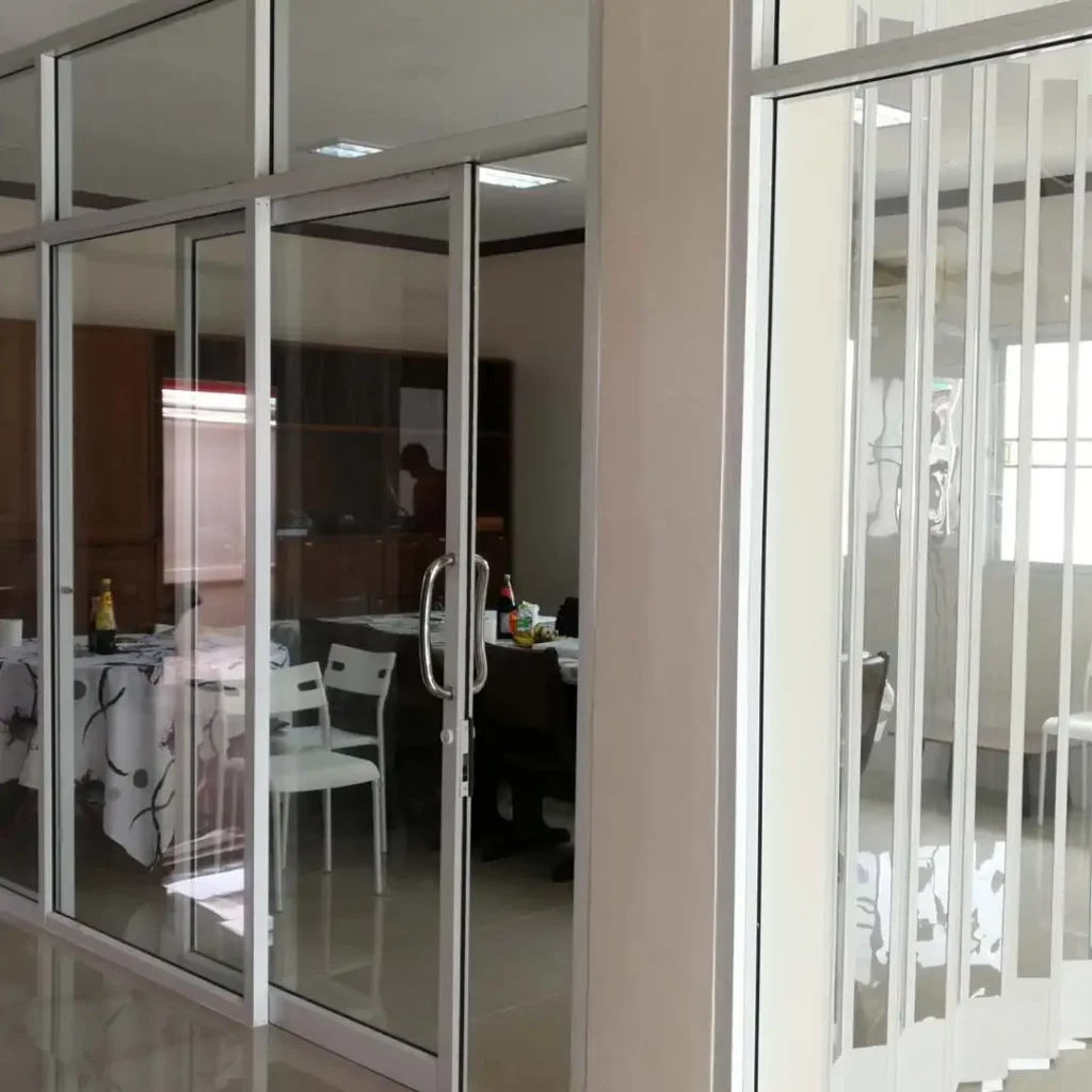 Office glass divider and aluminium framing
