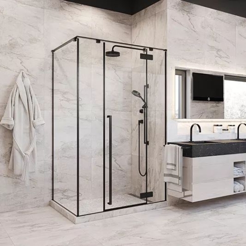 Seawin Black Luxury Shower Cabin Tempered Glass Bathroom Corner Square Walk In Shower Enclosure